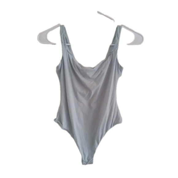 Skims Womens S Blue Cowl Neck Bodysuit Leotard Tank Shapewear Y2K 90s Revival - Picture 1 of 6